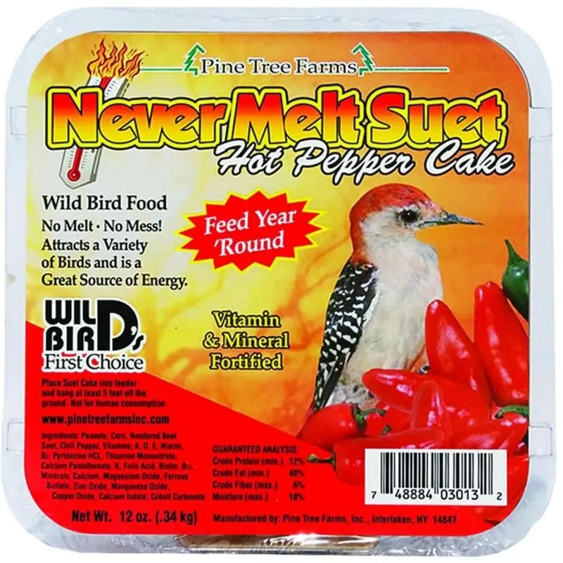 Pine Tree Never Melt Suet Cake 13oz Hot Pepper