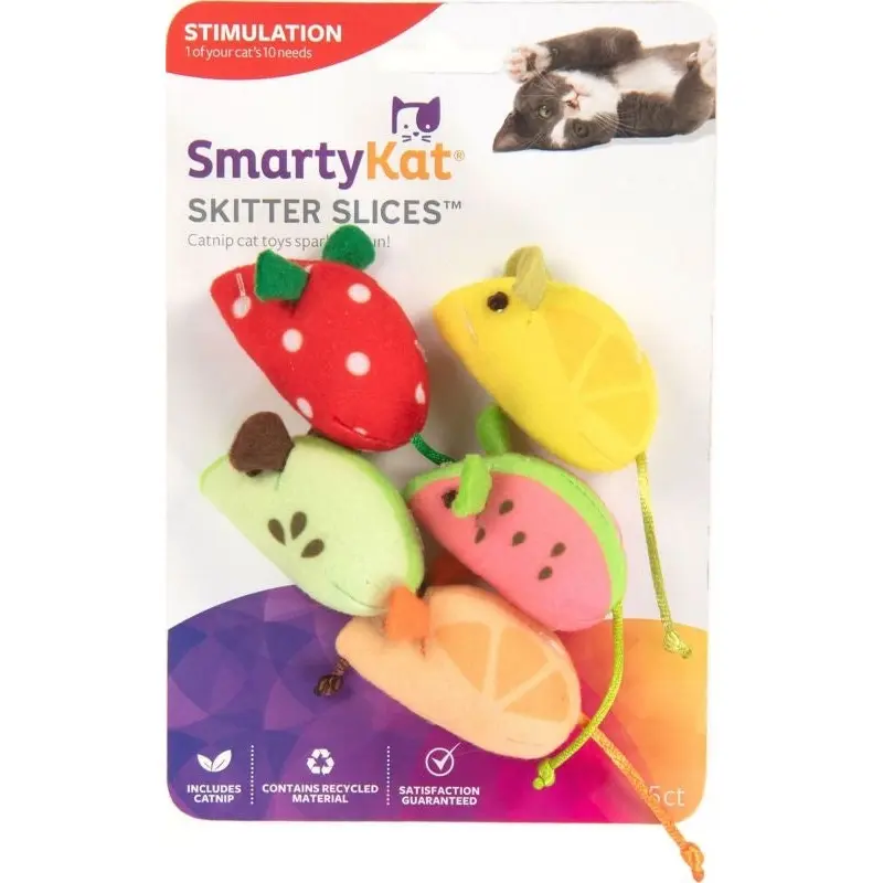 Smartykat Skitter Slices Plush Catnip Mice Toys