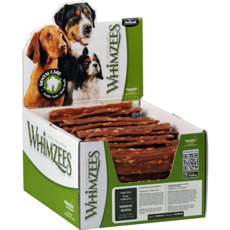 Whimzees Veggie Strip Dental Treat MD/100Pc Brown