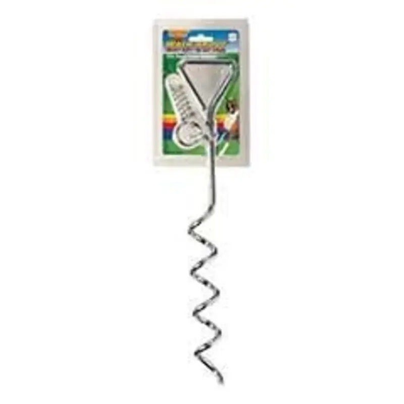 Spiral Tie Out Stake 5 x 1.25 x 24.75 Chrome