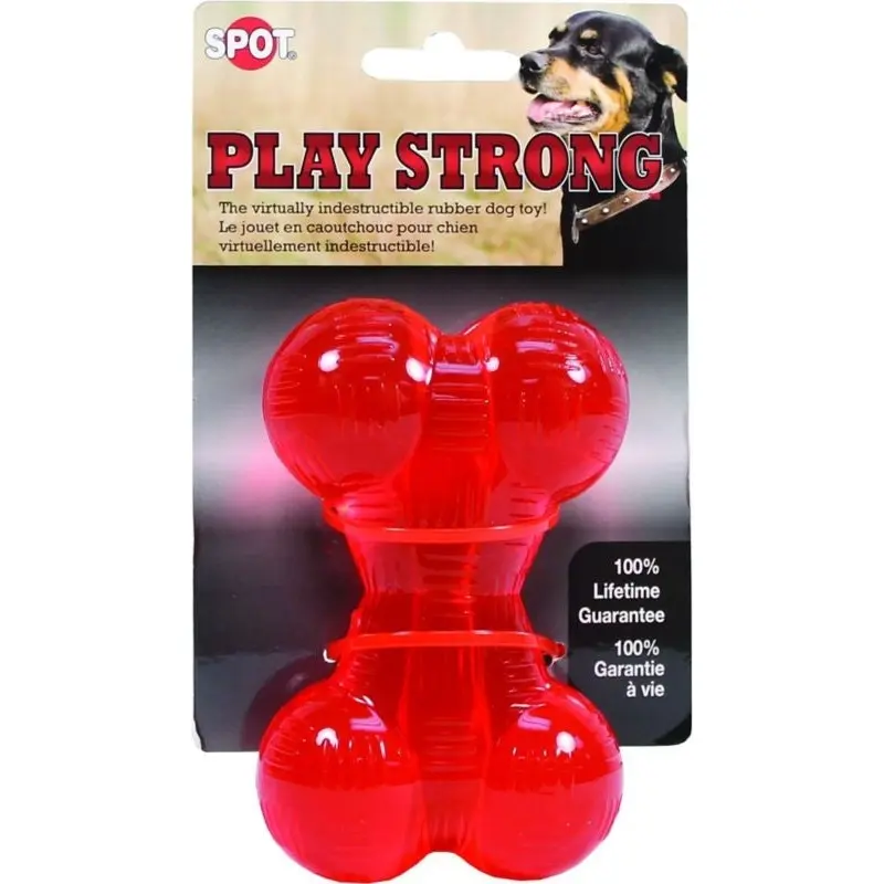 Spot Play Strong Rubber Bone Dog Toy Small Red