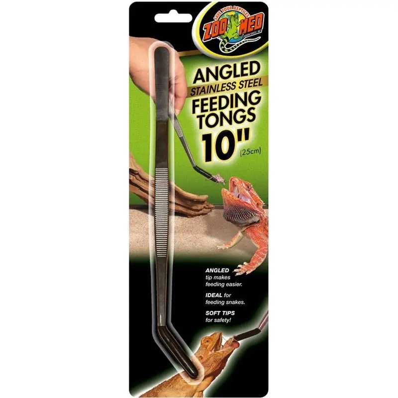 Angled Stainless Steel Feeding Tongs 10