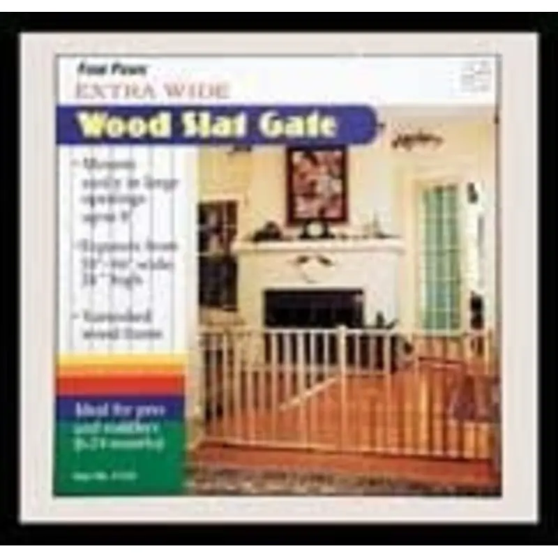 Verticle Wood Slat Pet Gate 24Hx53-96W Brown