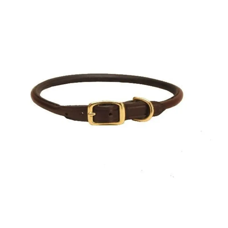 Tory Leather Rolled Leather Dog Collar 12In Black