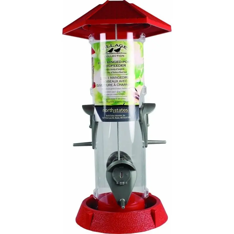 2-In-1 Hinged-Port Bird Feeder 1.5 Lb Red/Clear
