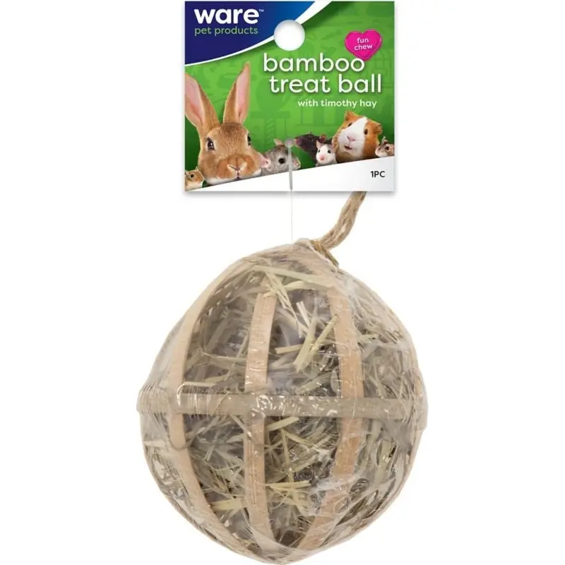 Critter Ware Bambo Treat Ball W Hay Natural
