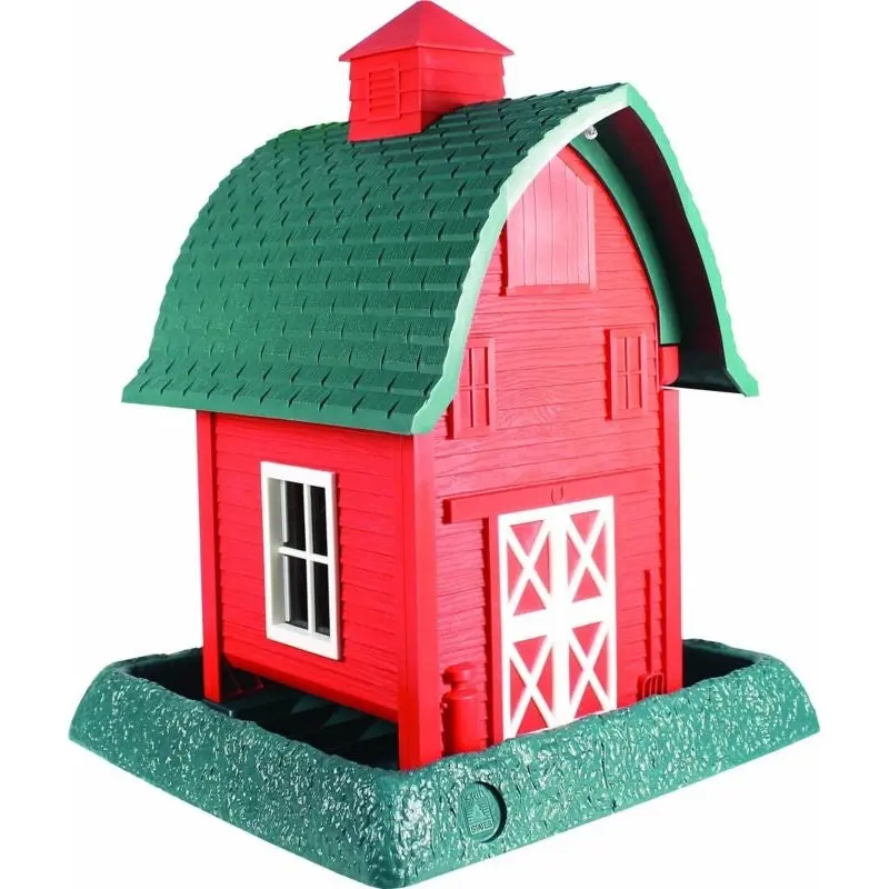 Village Collection Barn Bird Feeder 8lb Red/Gr/Wh