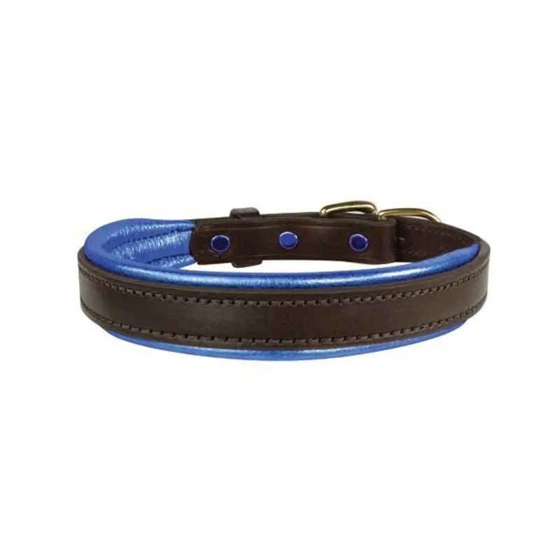 Perris Metallic Pad Leather Dog Collar LG HavPlat