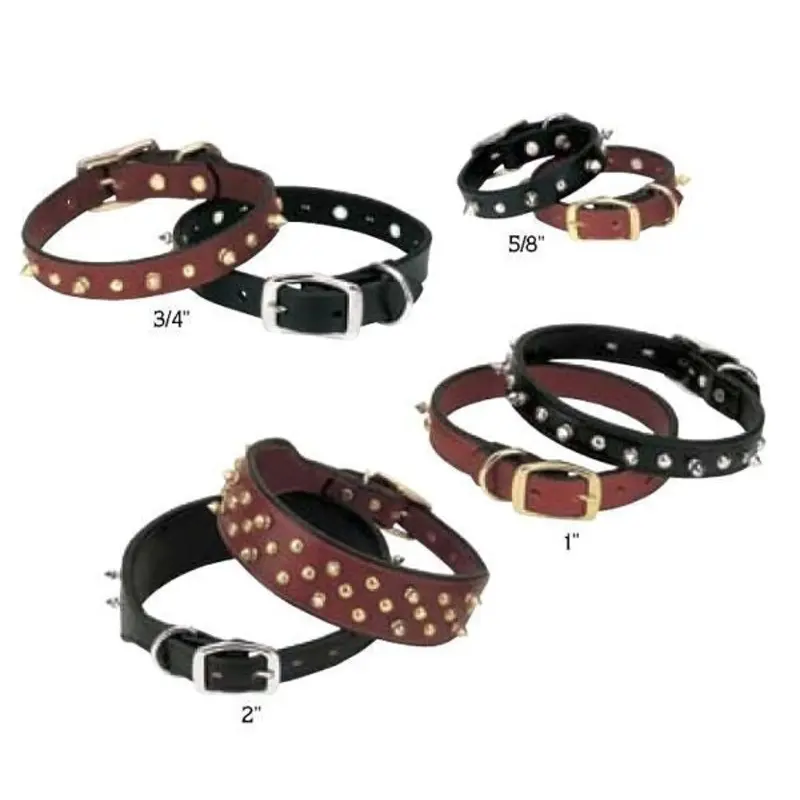 Weaver Spikes DoubleStitch Leather Collar