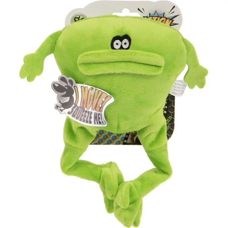 Godog Action Plush Frog Animated Squeak Dog Toy Lg