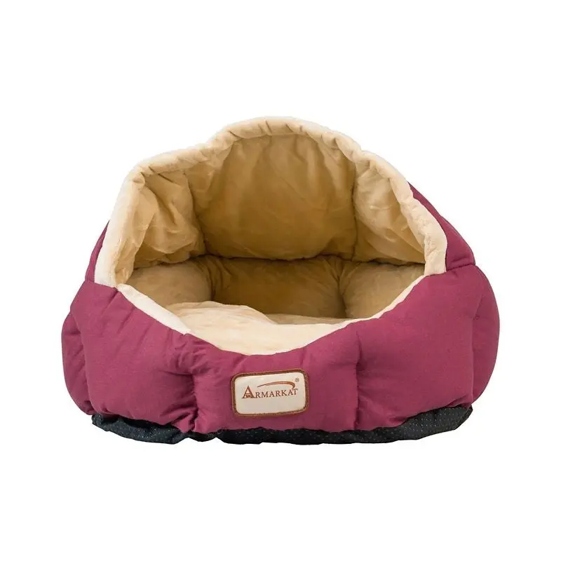 Armarkat Burgundy and Beige Soft Pet Bed