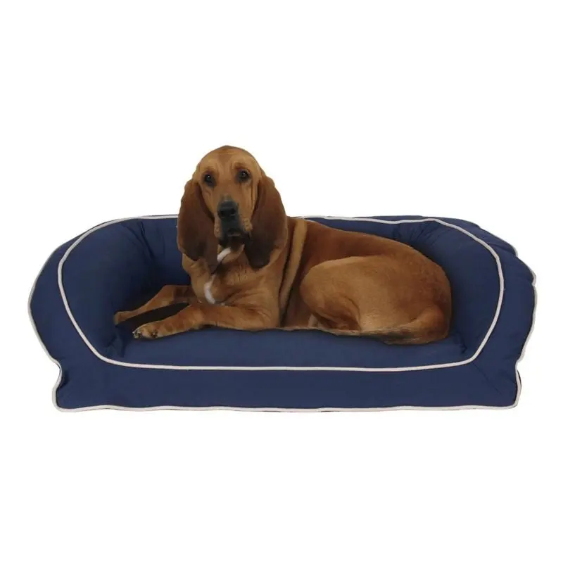 Carolina Pet Blue/Khaki Canvas Bolster Bed