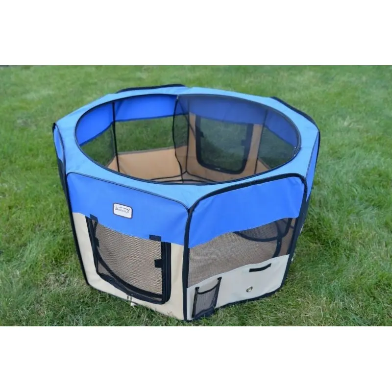 Armarkat Blue/Beige Portable Pet Playpen