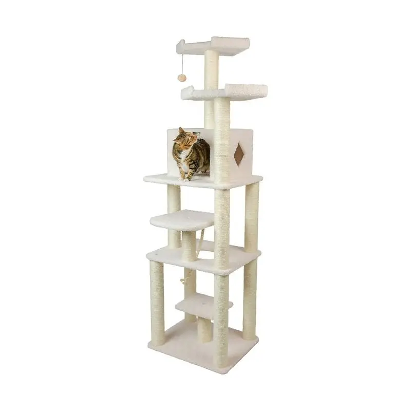 Armarkat Deluxe Real Wood Cat Tree 78in Ivory