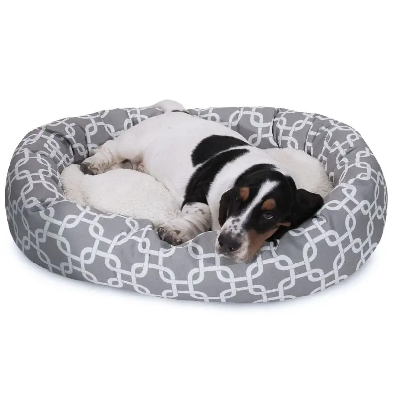 Majestic Pet Grey Links Sherpa Bagel Bed