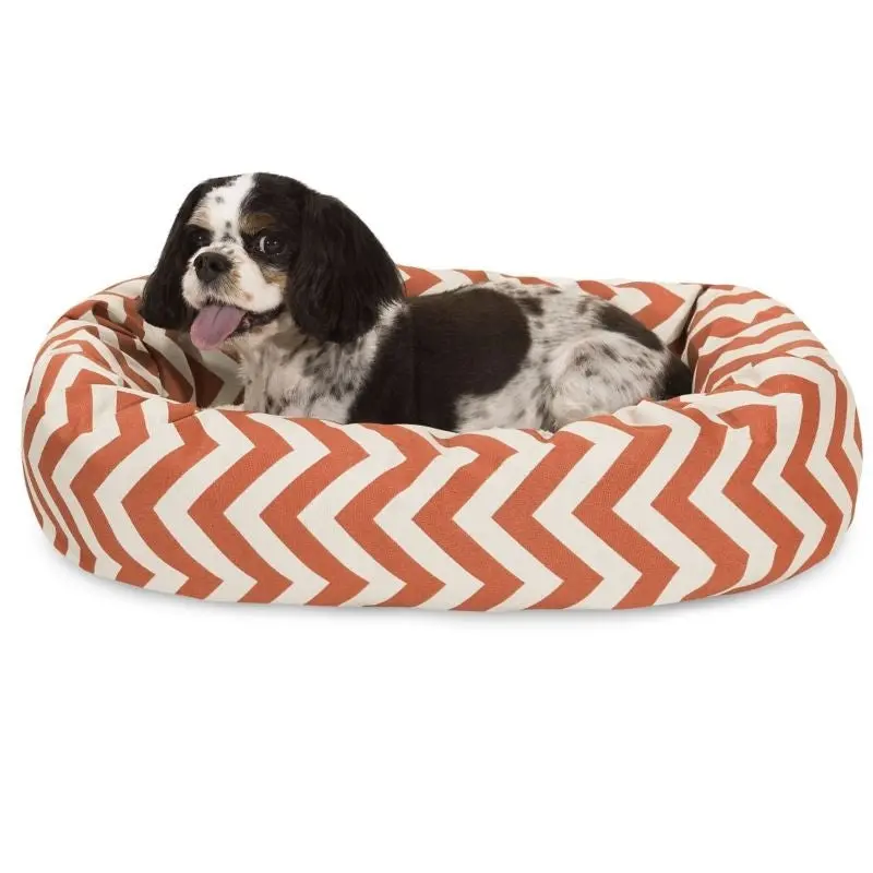 Majestic Pet Orange Chevron Sherpa Bagel Bed