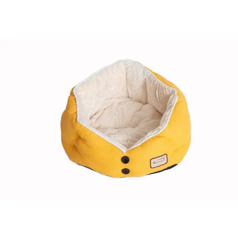 Armarkat Gold Waffle and White Cat Bed