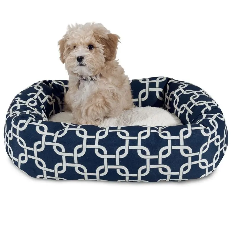 Majestic Pet Navy Links Sherpa Bagel Bed