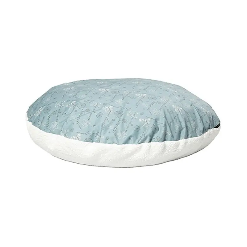 Quiet Time Script Blue Round Pillow Dog Bed