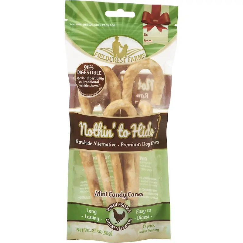 Fieldcrest Farms Nothin' To Hide Mini Candy Cane Dog Chews