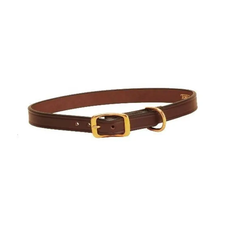 Tory Plain Creased Dog Collar 12in Havana