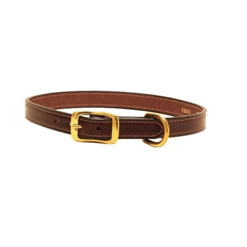 Tory Saddle Stitched Dog Collar 12in Havana