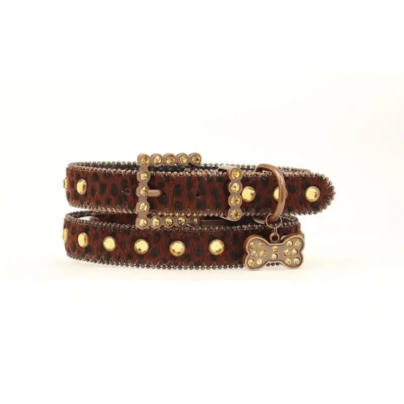 Blazin Roxx Bling Hair On Dog Collar LG Brown