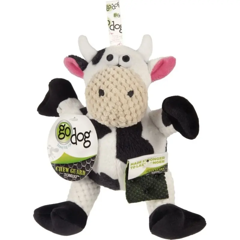 Godog Checkers Sitting Cow Dog Toy