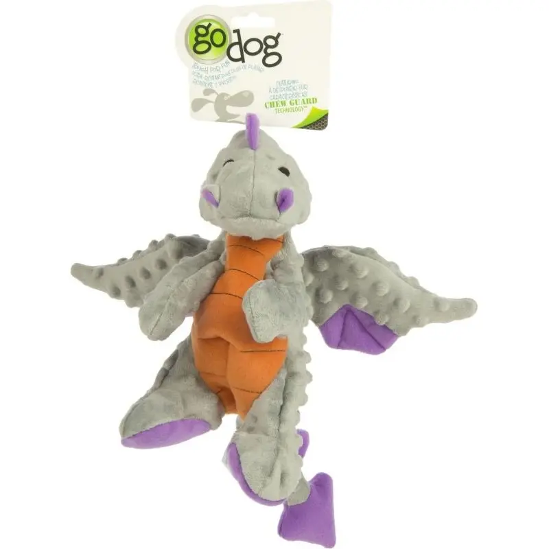 Godog Dragons Durable Plush Squeaker Dog Toy Lg