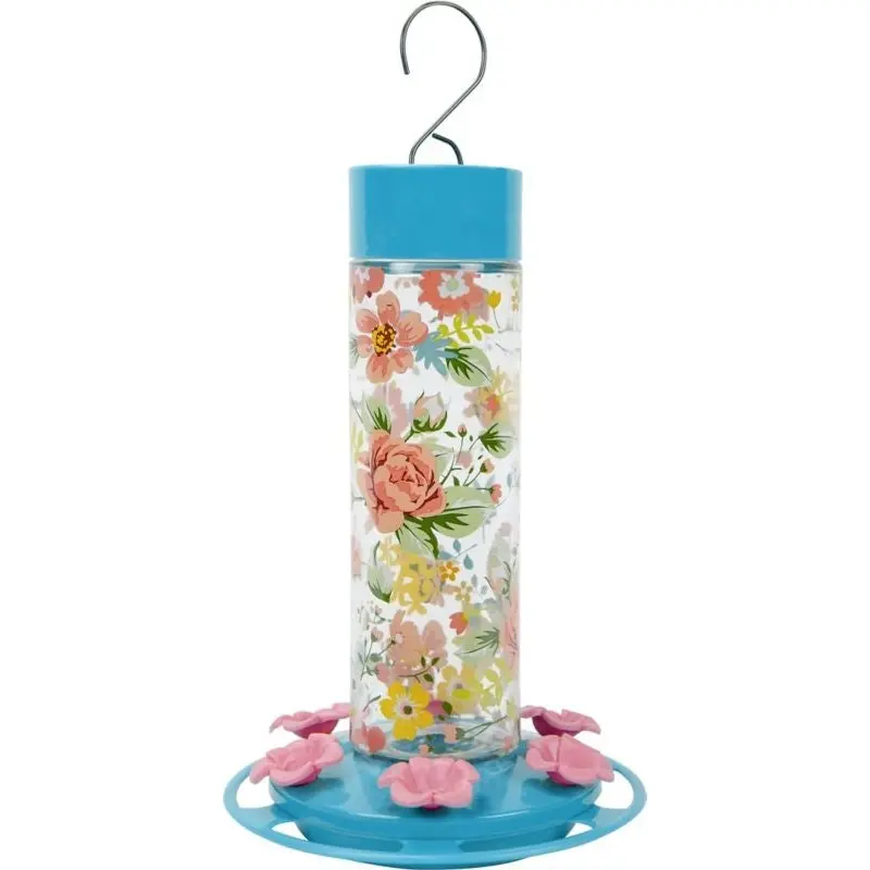 Charming Peony Decorative Glass Hummingbird Feeder