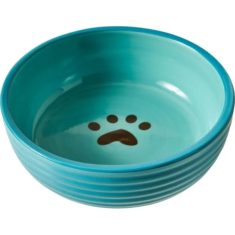 Spot Elegance Ribbed Stoneware Dog Dish