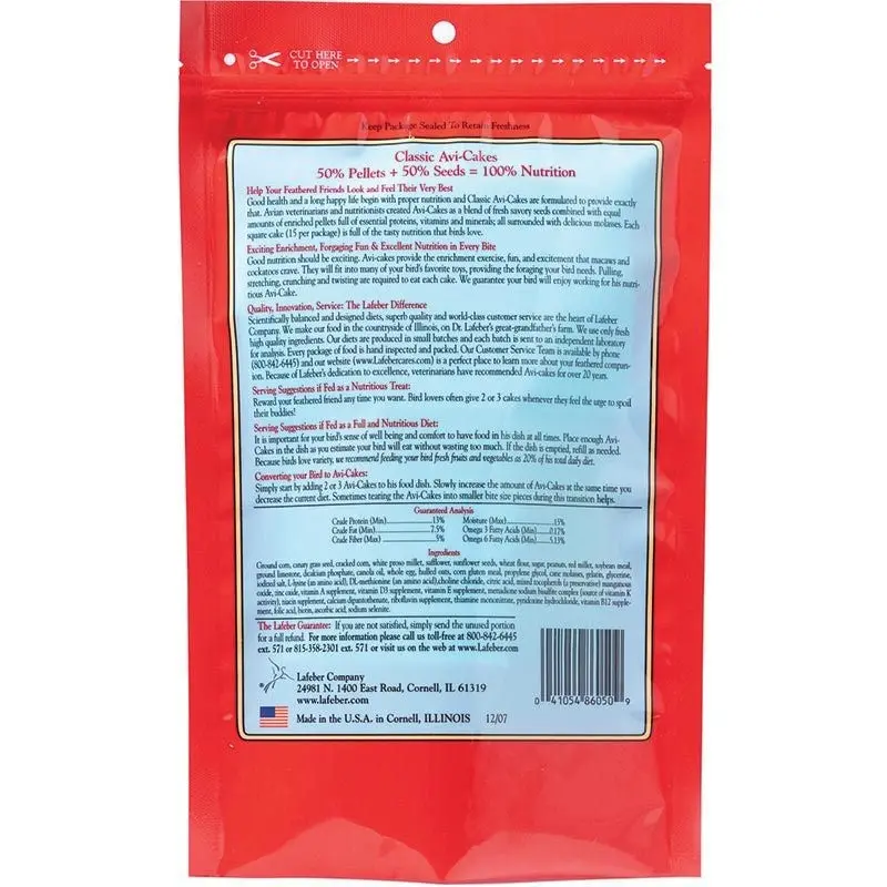 Lafeber Avi Cakes Bird Food Macaw