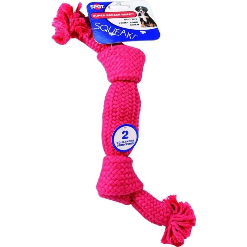 Spot Super Squeak Rope Dog Toy 9 Assorted