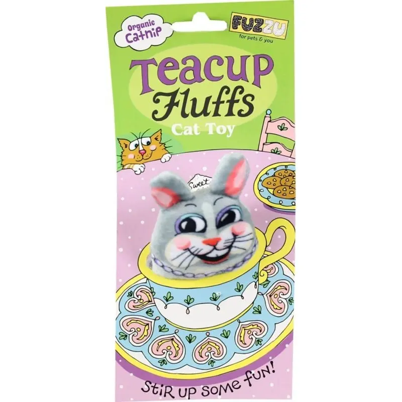 Bunny Tea Cup Fluffs Series Catnip Toy Medium Gray