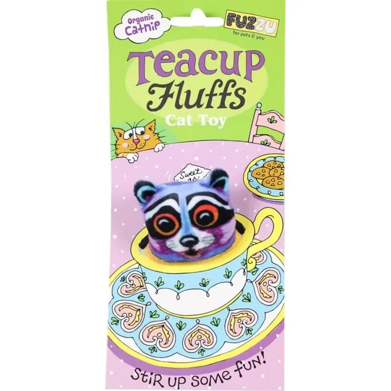 Raccoon Tea Cup Fluffs Series Catnip Toy MD Purple