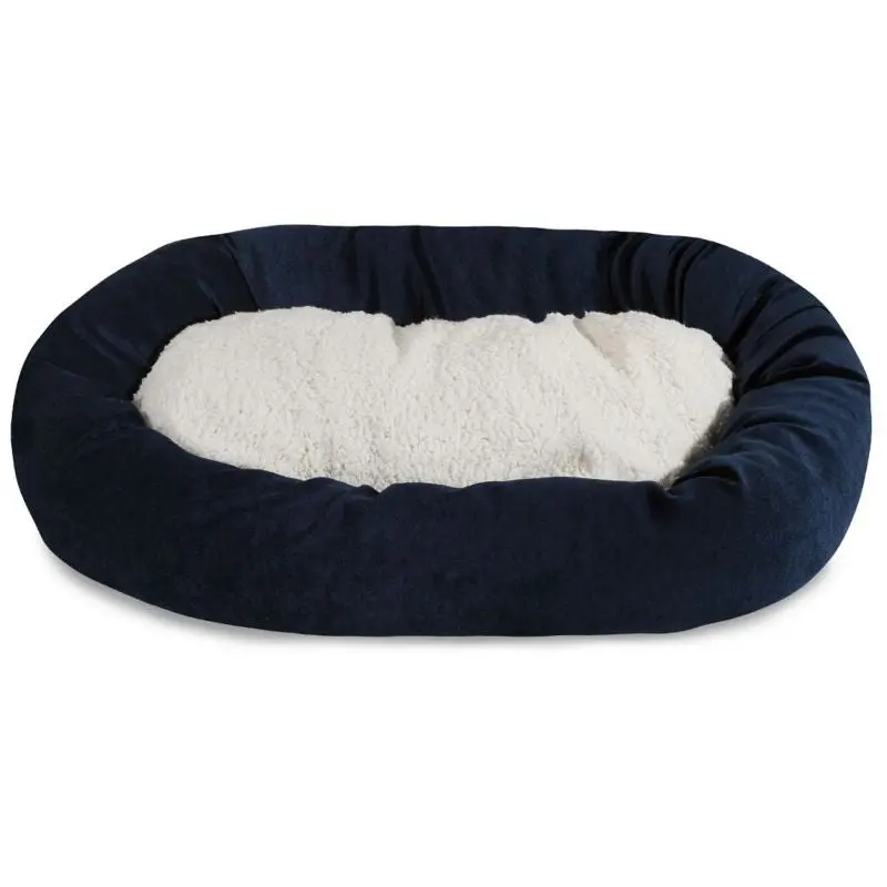 Majestic Pet Navy Villa Sherpa Bagel Bed