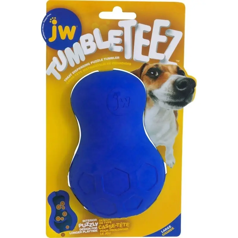 Jw Tumble Teez Treat Dog Toy Lg Blue