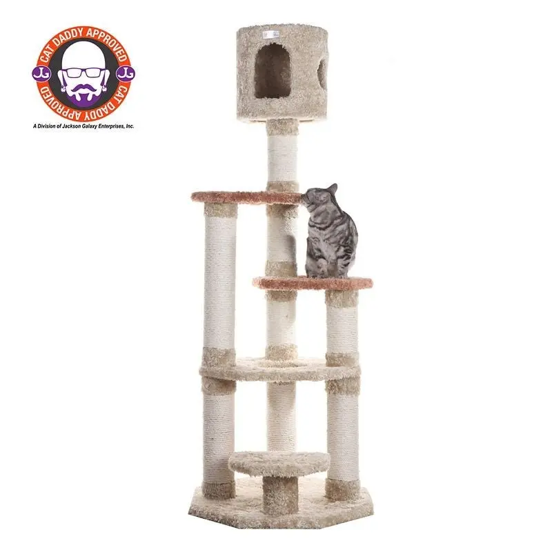 Armarkat Premium Real Wood Cat Tree 66in Khaki