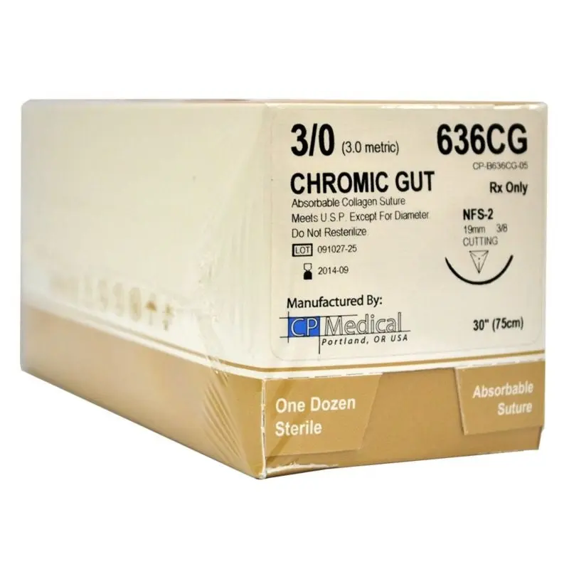 Suture Disposable with Needle 19mm 3/0 12/box