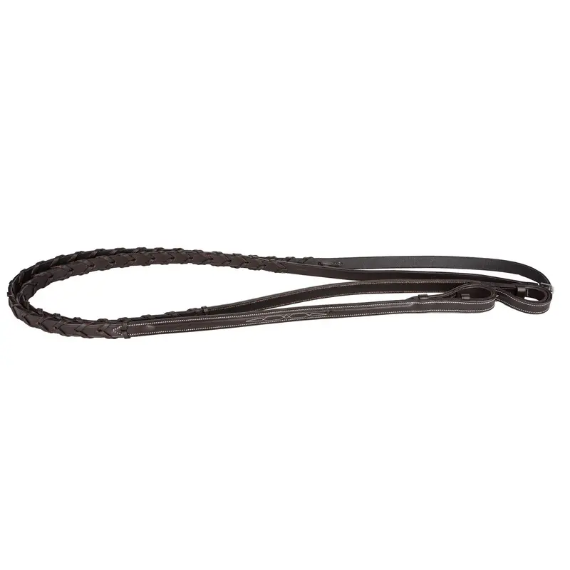 Davinci Fancy Raised Laced Reins Dark Brown 5/8In