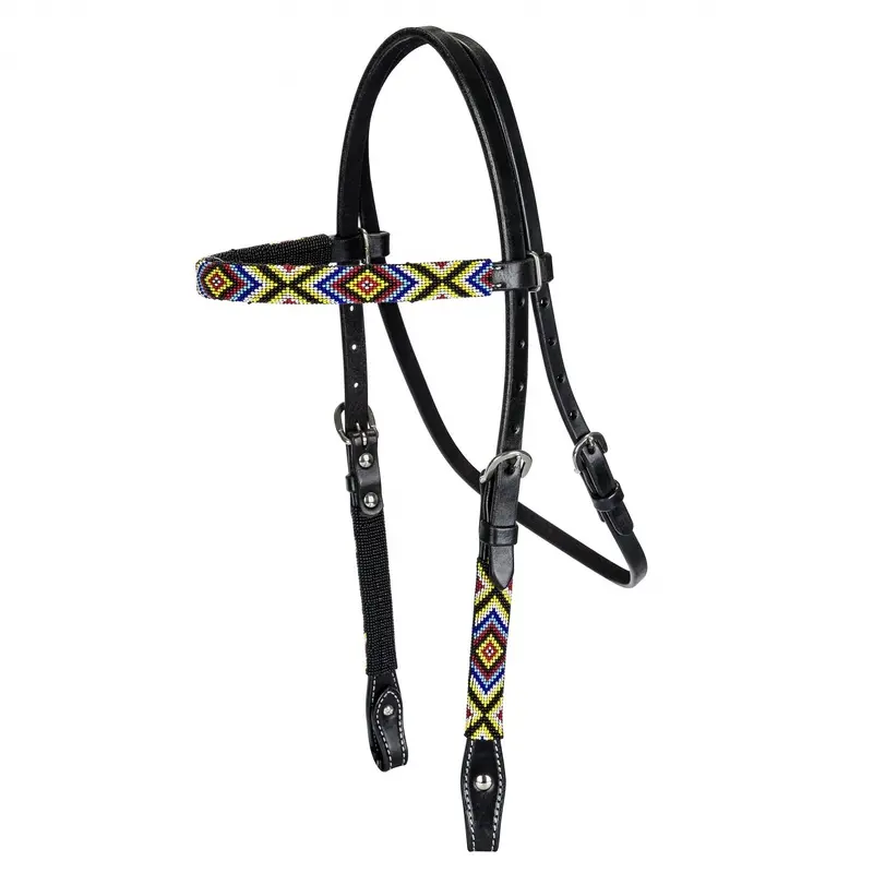 Tabelo Browband Headstall with Beads Black