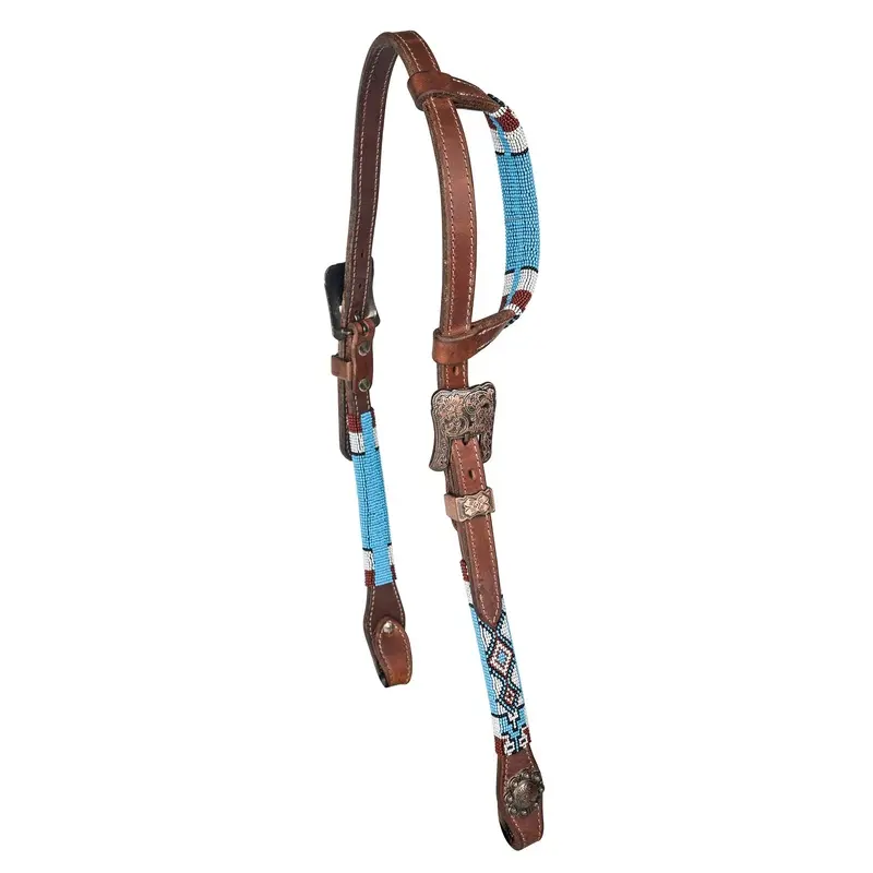 Tabelo Ear Headstall with Aztec Beaded Trim