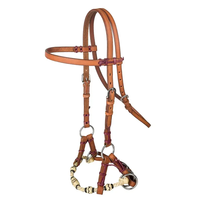 Tabelo Rope Nose Sidepull with Rawhide Brown
