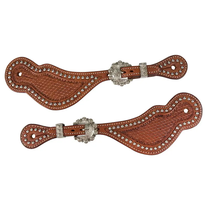 Tabelo Shaped Spur Straps with Studded Trim