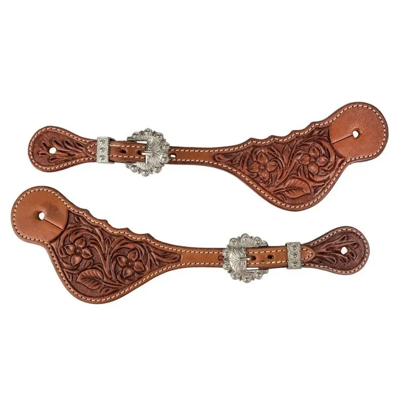Tabelo Spur Straps with Floral Tooling