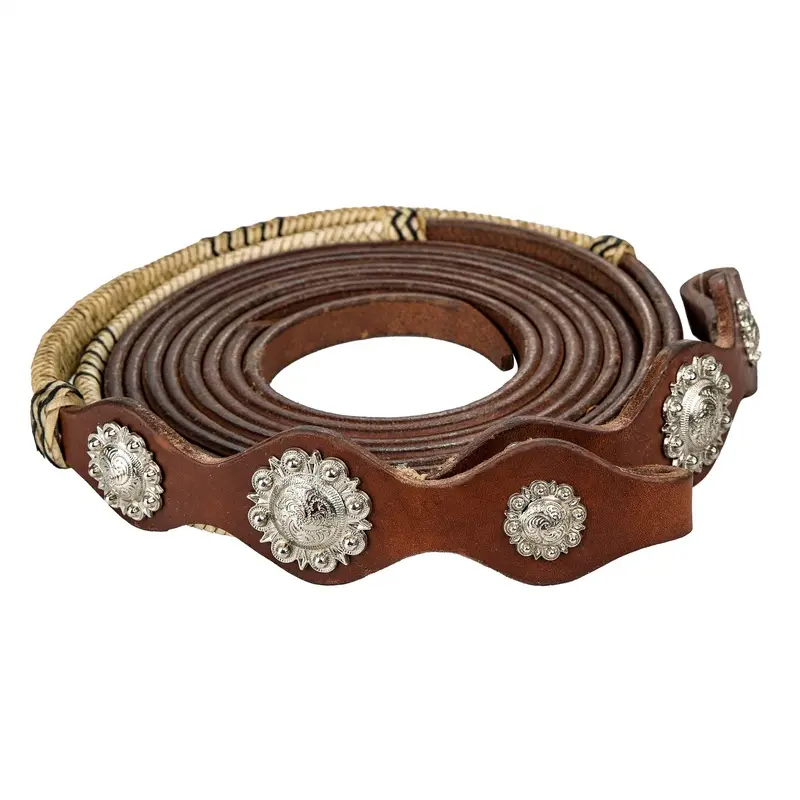 Tabelo Split Reins with Conchos Rawhide 5/8x75ft