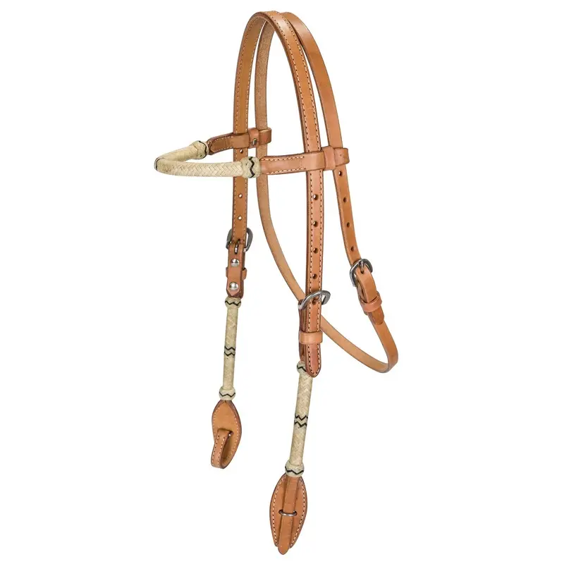 Tabelo Browband Headstall with Rawhide Trim L Oil