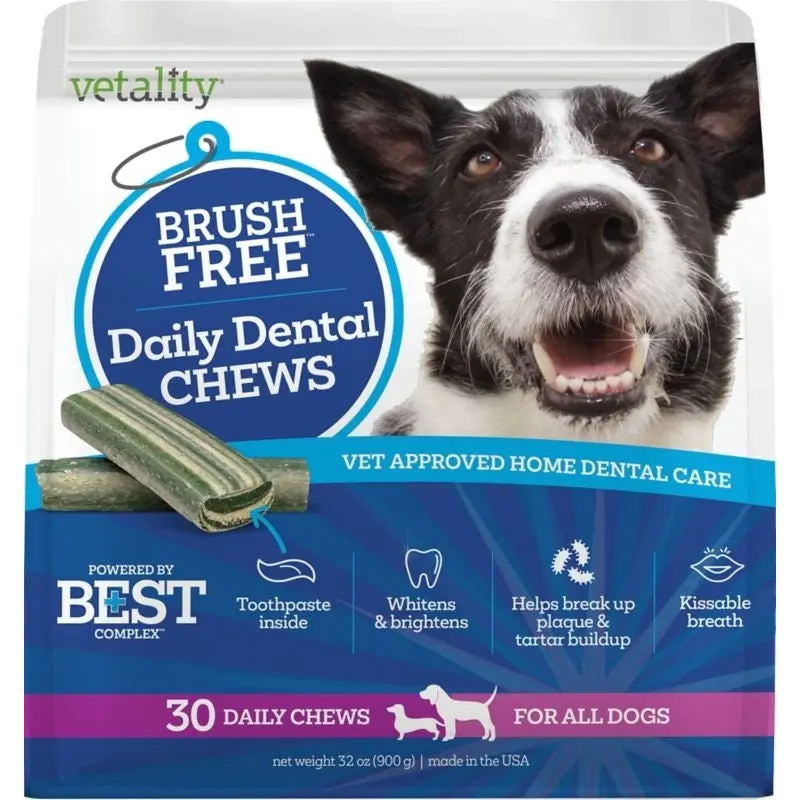 Vetality Brush Free Daily Dental Chews For Dogs