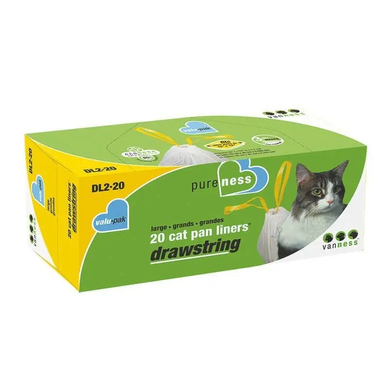 Drawstring Cat Litter Pan Liners LG-20pack Ivory
