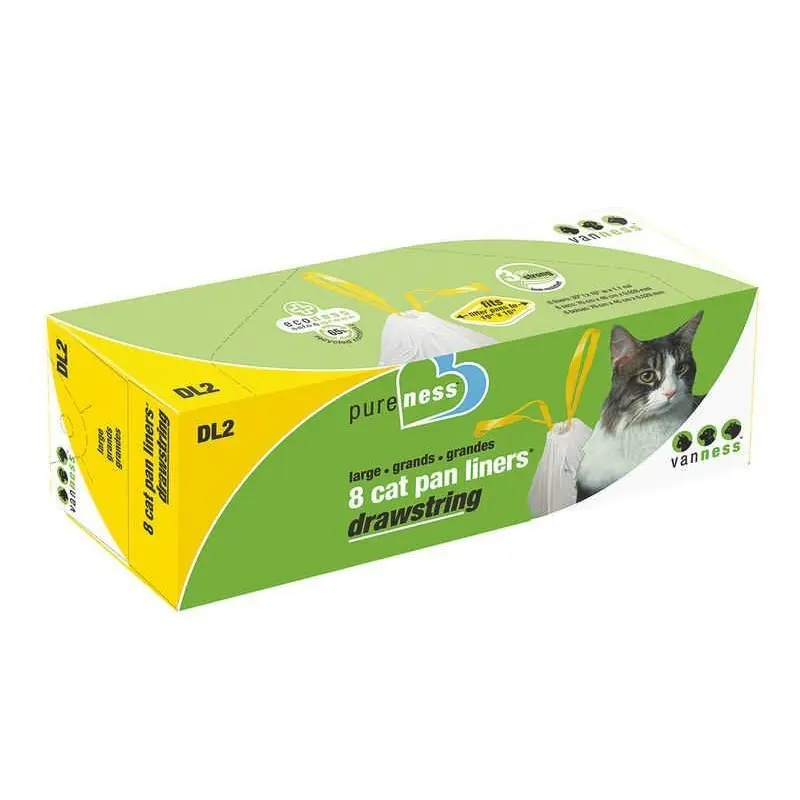 Drawstring Cat Litter Pan Liners LG-8pack Ivory